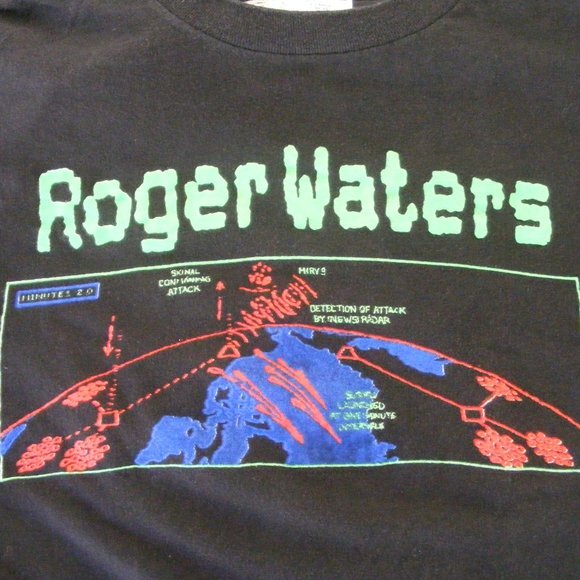 ROGER WATERS Concert Tshirt, L/XL, Radio KAOS 1987, VINTAGE, Black, 80s - Picture 5 of 8